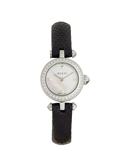 Gucci Stainless Steel, Mother-of-pearl & Diamond Leather-strap Watch
