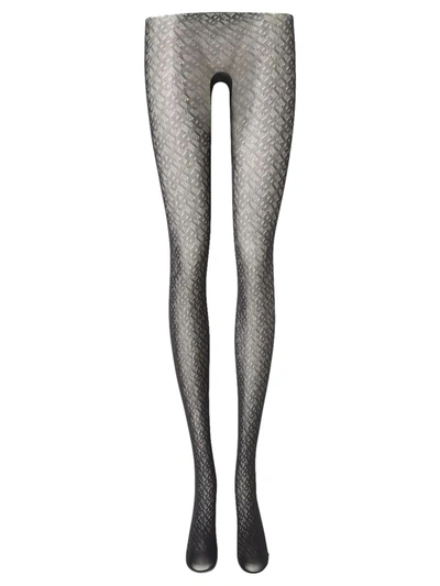 Burberry Tb Monogram Tights Black In Grey