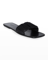 Staud Nina Flat Ruched Slide Sandal In Black