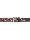 Gucci Gg Supreme Snake-print Monogrammed Belt In Black