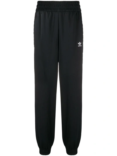 Adidas Originals Embroidered French Cotton-blend Terry Track Trousers In Black