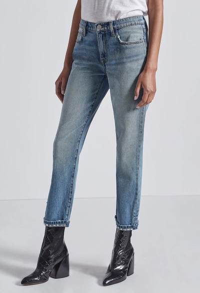 Current Elliott The Turnt Fling Cropped Spiked Mid-rise Slim-leg Jeans In Capley W,studded Cuff