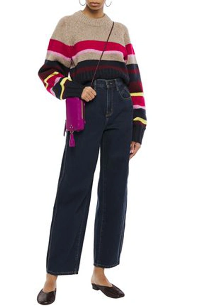 Current Elliott Full Barrel High-rise Wide-leg Jeans In Dark Denim