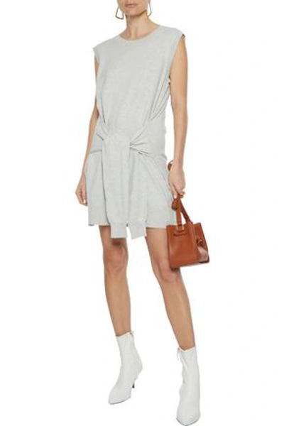 Current Elliott The Suns Out Tie-front Cotton And Cashmere-blend Mini Dress In Light Grey