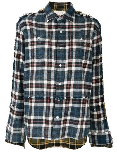 R13 Distressed Checked Cotton-flannel Shirt In Blue