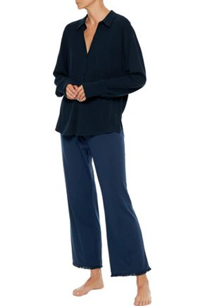 Skin Krista Organic Pima Cotton-jersey Pajama Shirt In Midnight Blue