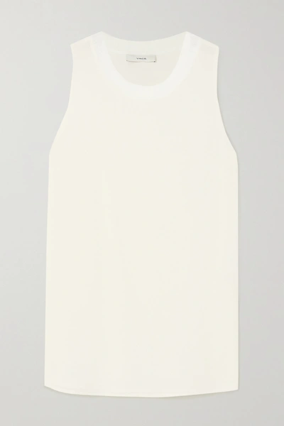 Vince Textured Silk Tank In White