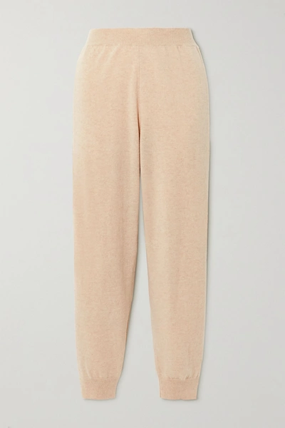 Stella Mccartney + Net Sustain Crochet-trimmed Cashmere And Wool-blend Track Pants In Neutrals