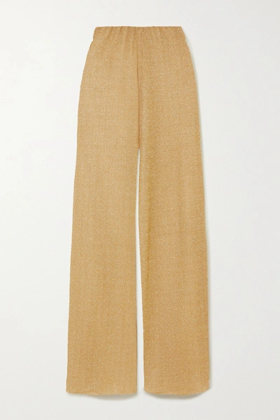 Oseree Stretch-lurex Wide-leg Pants In Gold