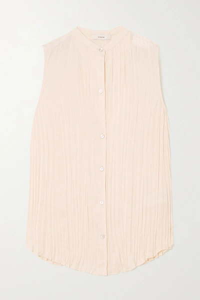 Vince Crinkled-chiffon Blouse In Cream