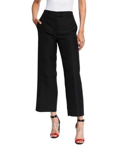 Akris Cropped Cotton And Silk-blend Poplin Wide-leg Pants In Black