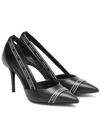 Versace Ribbon Pointed Pumps In Black