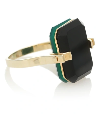 Aliita Deco Sandwich 9kt Yellow Gold Ring In Yellow & Orange