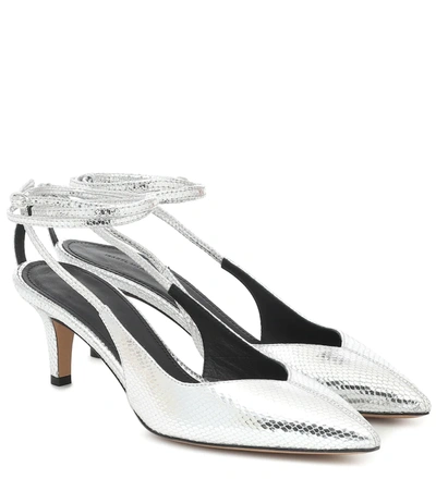 Isabel Marant Pasar Snake-effect Leather Pumps In Silver