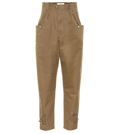 Isabel Marant Étoile Pulcie High-rise Cotton Tapered-leg Trousers In Green