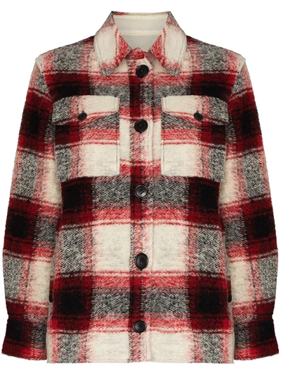 Isabel Marant Étoile Gastoni Plaid Wool-blend Shirt Jacket In Red