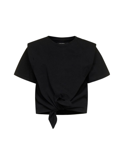 Isabel Marant Belita Cotton-jersey Crop Top In Black