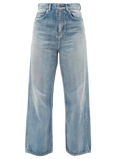 Saint Laurent High-rise Cropped Wide-leg Jeans In Sun Dirty Blue