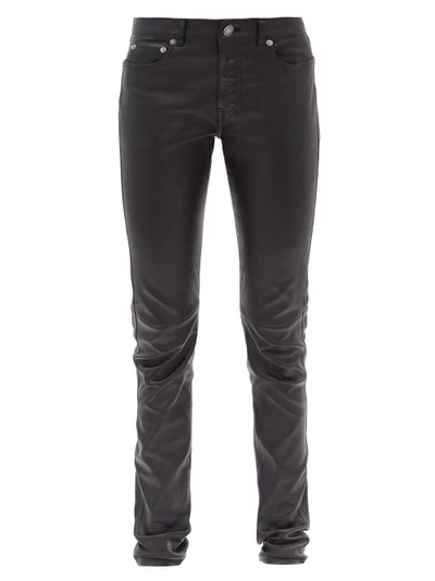 Saint Laurent Leather Skinny-leg Trousers In Black