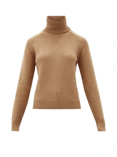 Saint Laurent Roll-neck Camel-hair Sweater In Beige