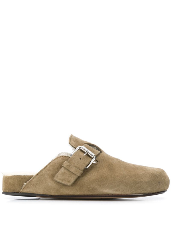 Isabel Marant Mirvin Buckled Suede Backless Clogs In Neutrals | ModeSens