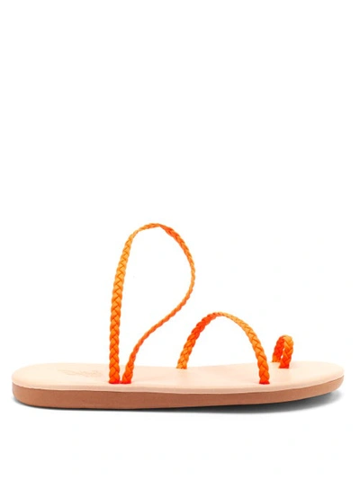 Ancient Greek Sandals Women's Eleftheria Braided Leather Flatform Sandals In Fluo Orange