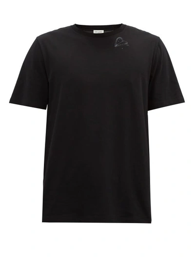 Saint Laurent Heart-print Cotton-jersey T-shirt In Black