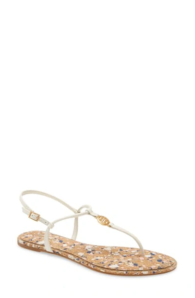 Tory Burch Emmy Leather Thong Sandals In New Ivory