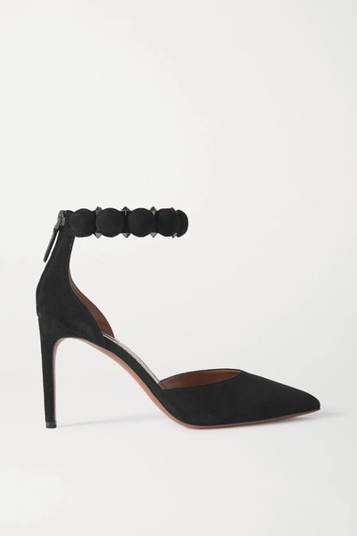 Alaïa Bombe Ankle-strap Suede Pumps In Noir