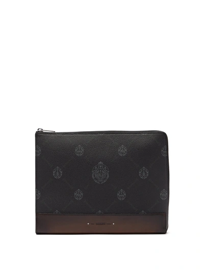 Berluti Nino Logo-print Grained-leather Wallet In Black