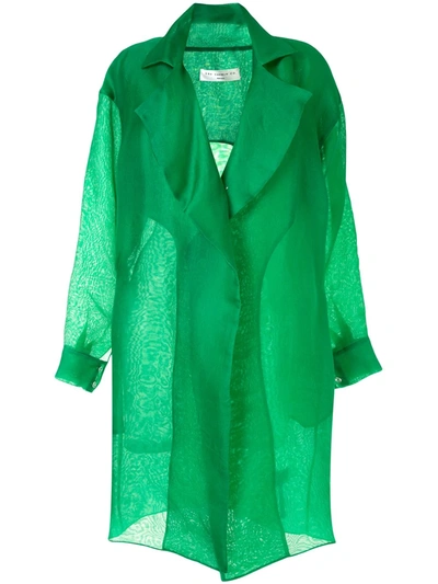 The 2nd Skin Co. Organza Trench Coat In Green