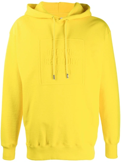 Opening Ceremony Raised Logo Hoodie In Yellow