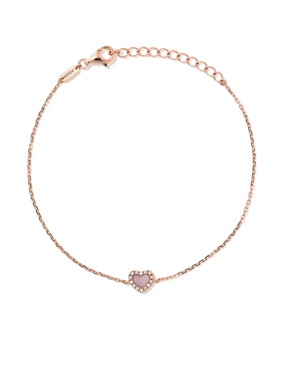 As29 18kt Rose Gold Miami Heart Diamond And Mother Of Pearl Bracelet