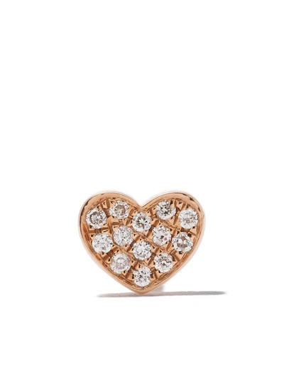 As29 18kt Rose Gold Miami Heart Diamond Stud Earrings
