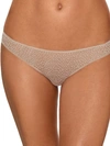 Dkny Modern Lace Satin-trim Thong Underwear Dk5013 In Champagne