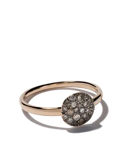 Pomellato Sabbia Ring With Diamonds In Burnished 18k Rose Gold In Brown/rose