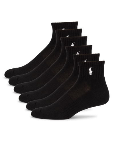 Polo Ralph Lauren Tech Athletic Quarter Socks 3-pack In Black