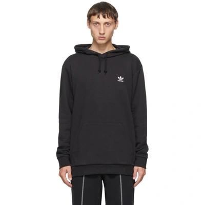 Adidas Originals Essential Logo-embroidered Loopback Cotton-jersey Hoodie In Black/white