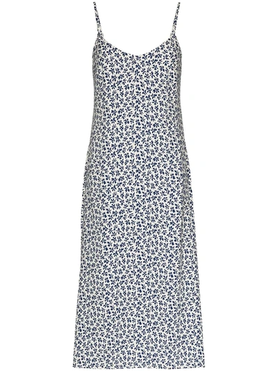 Reformation Boston Floral-print Midi Dress In Blue