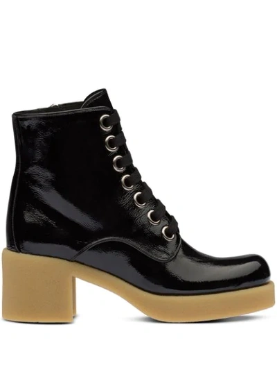 Miu Miu Black 60 Platform Patent Leather Ankle Boots
