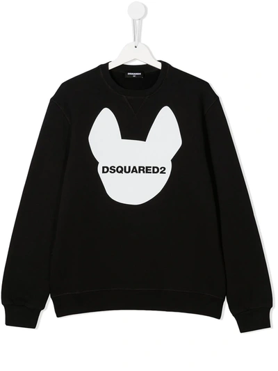 Dsquared2 Teen Logo Print Sweatshirt In Black