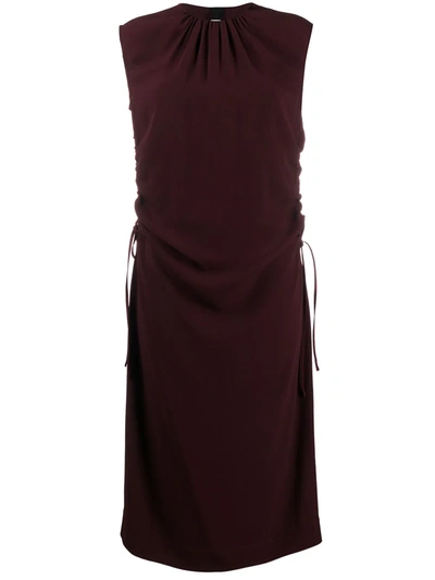 Marni Ruched Front Dress In Burgundy
