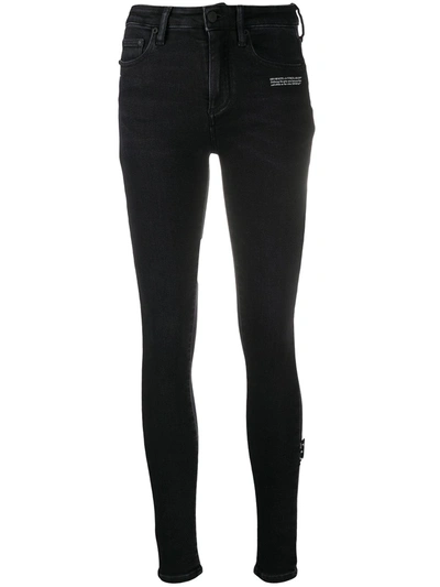 Off-white Embroidered Logo Skinny Jeans In Black