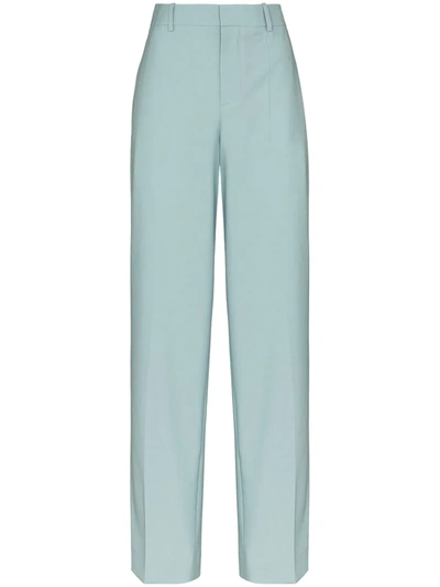 Givenchy Blue Tailored Wide Leg Wool Trousers In Grey Blue