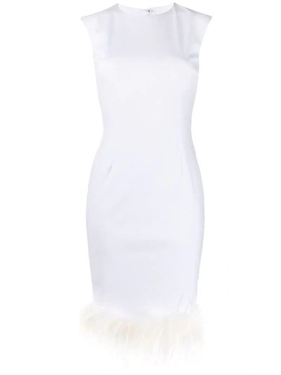 Styland Feather Trim Midi Dress In White