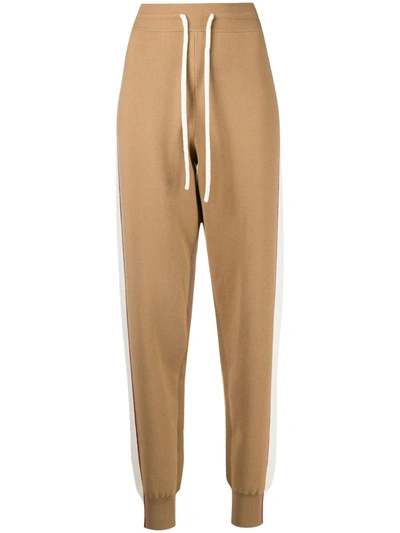 See By Chloé Double-face Knit Track Trousers In Brown,beige,red