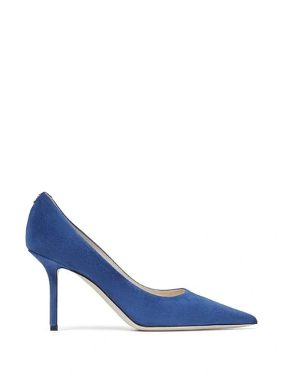 Jimmy Choo Love Suede Pointed-toe Pumps 85mm In Blue