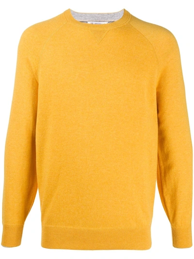 Brunello Cucinelli Two-ply Cashmere Crew Sweater In Corn Yellow