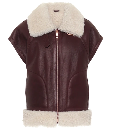 See By Chloé Shearling And Leather Jacket In Deep Purple