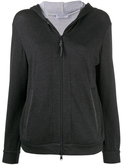 Brunello Cucinelli Zipped Long-sleeved Hoodie In Black